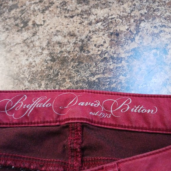 Buffalo David Bitton Faith Mid Rise  Burgundy Skinny Jeans  Size 28 - Picture 5 of 12